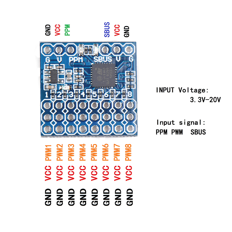 8-канальный ШИМ PPM SBUS модул – обзор и цена Receiver Sbus 8Ch